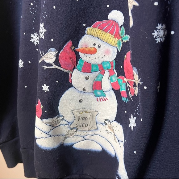 Vintage Christmas Sweatshirt Snowman Holiday Winter size Large Morning Sun 90’s - Picture 2 of 5
